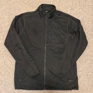 Northface full zip up jacket; size large. Color is a dark charcoal gray